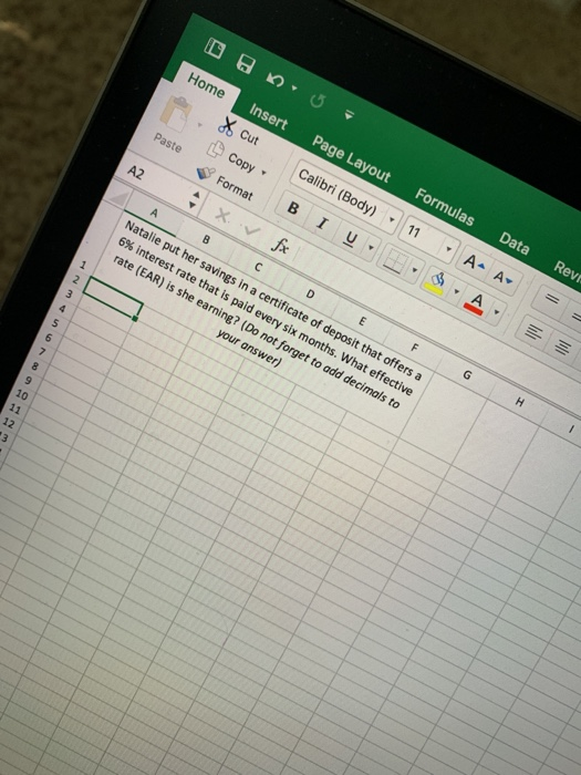  Home Insert X Cut C) Copy Paste Format Page Layout A2