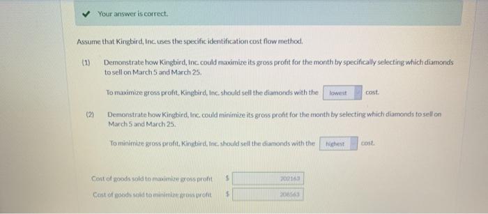 have the following information for Kingbird, Inc. Kingbird, Ing uses the periodic