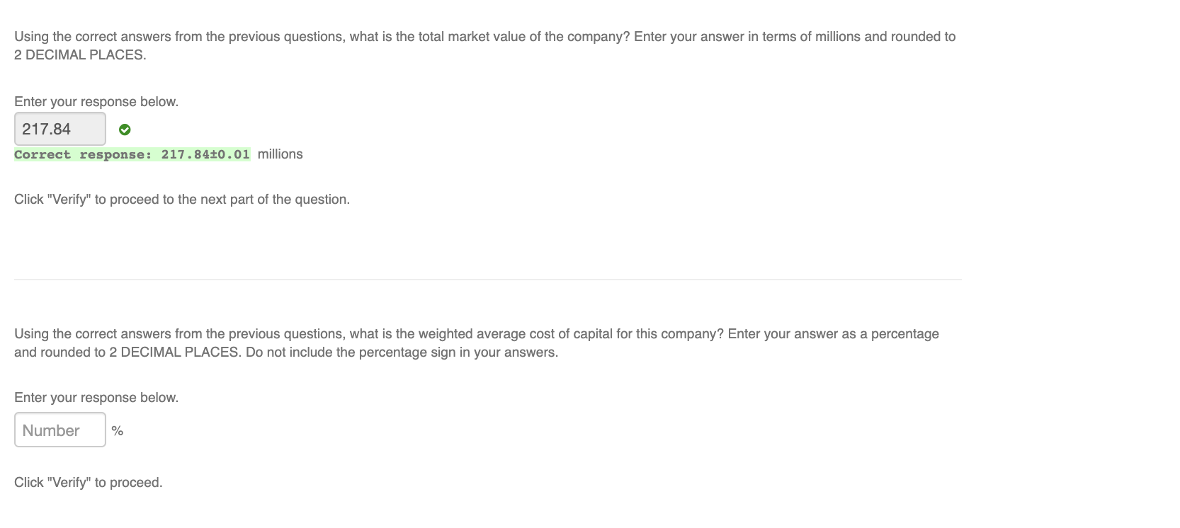 is the weighted average cost of capital for this company? Enter your