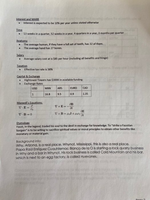 please show work :)) Interest and MARR Interest is expected to be