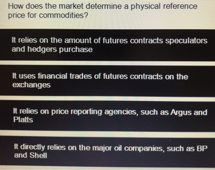  How does the market determine a physical reference price for commodities?
