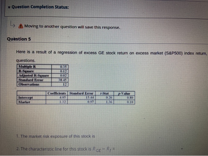Here is a result of a regression of excess GE stock return