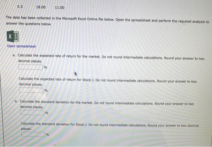 Stock J have the following probability distributions: Probability M r 0.3 15.00