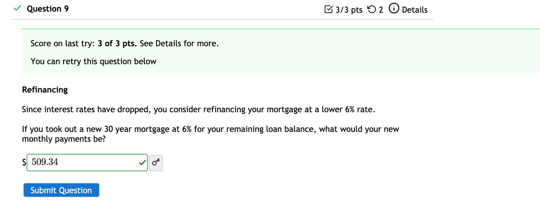 counting formula Sx (Ptp / CAP) Mo-1), where Xe monthly payment existing