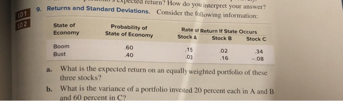  3 expected return? How do you interpret your answer? Returns and
