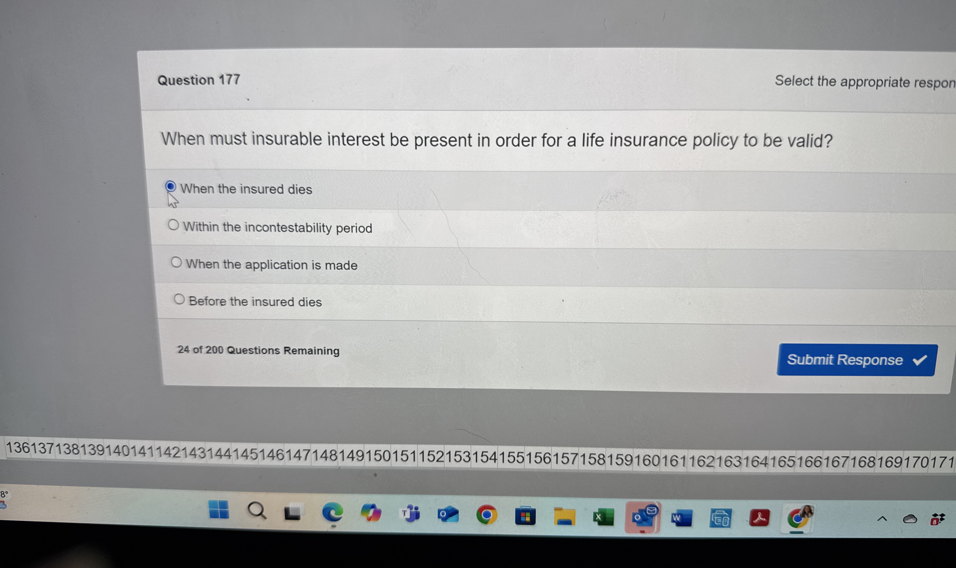  When must insurable interest be present in order for a life