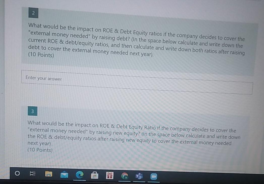 decides to cover the "external money needed" by raising debt? (In the