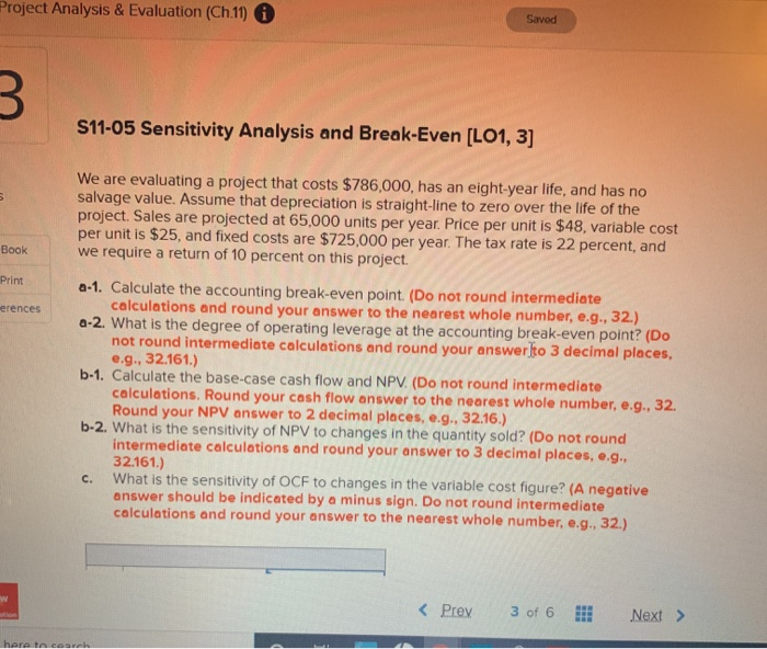  Project Analysis & Evaluation (Ch.11) Savod 3 S11-05 Sensitivity Analysis and