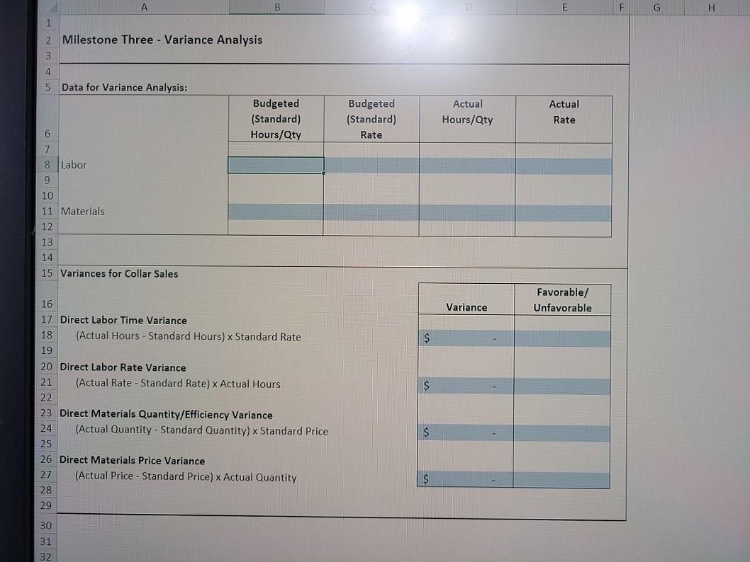Would you be able to help me with the Variance Analysis for