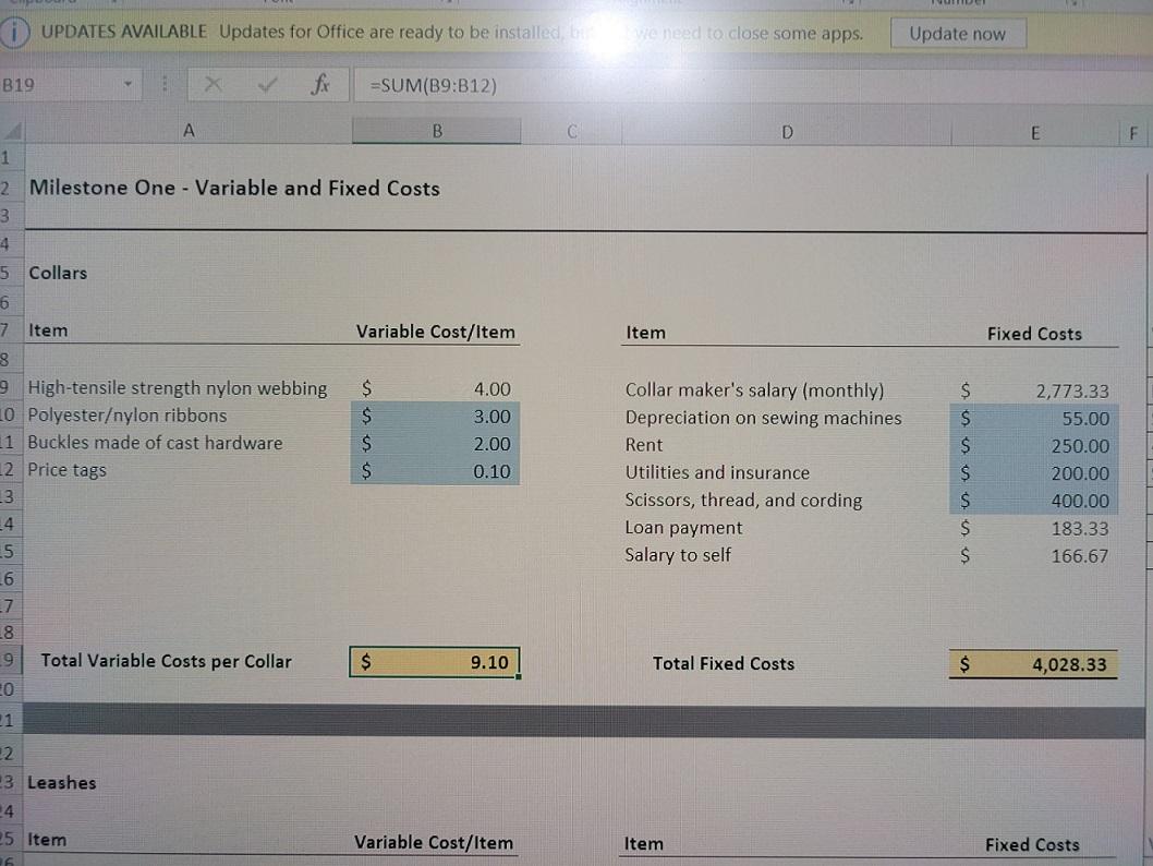 the collars?: Variance Analysis: Prepare the data in the Variances tab to