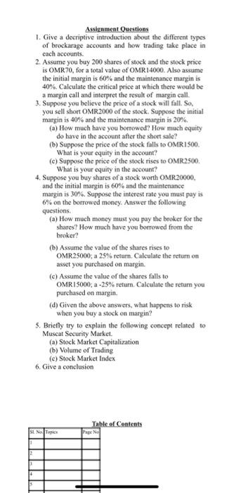  Assignment Questions 1. Give a decriptive introduction about the different types