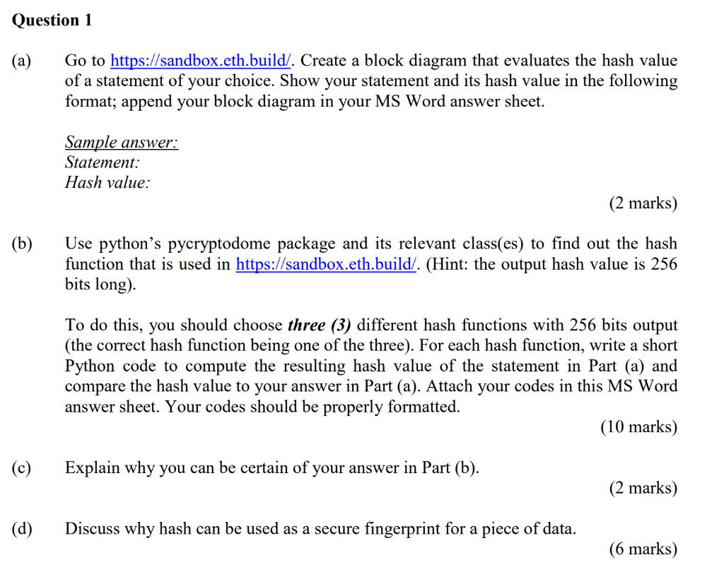  Question 1 (a) Go to https://sandbox.eth.build/. Create a block diagram that
