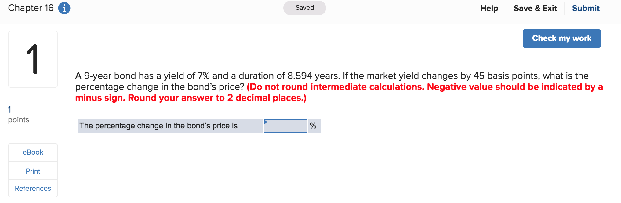  Chapter 16 6 Saved Help Save & Exit Submit Check my