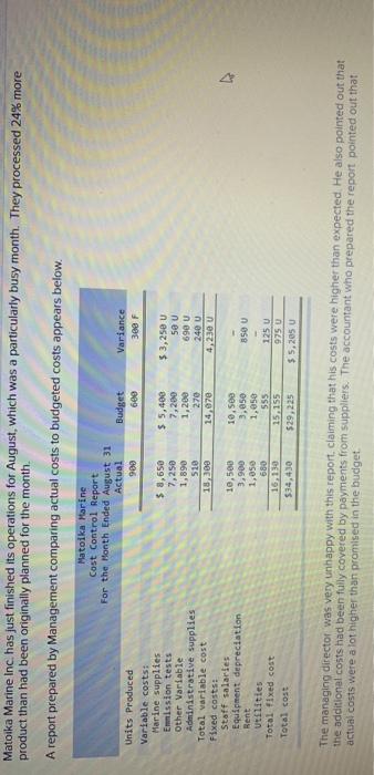  1. Prepare a new performance report for August using the flexible