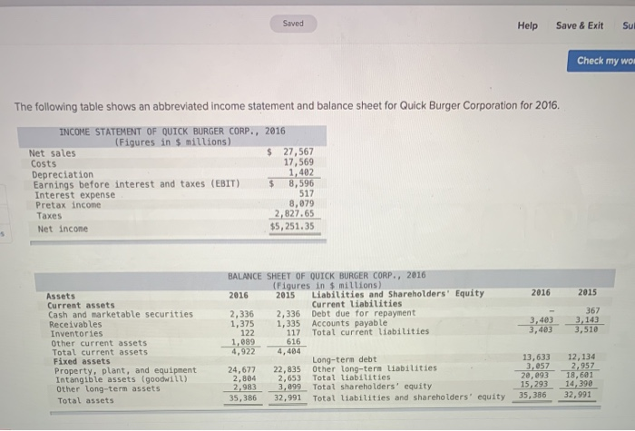  Saved Help Save & Exit Su Check my wo The following