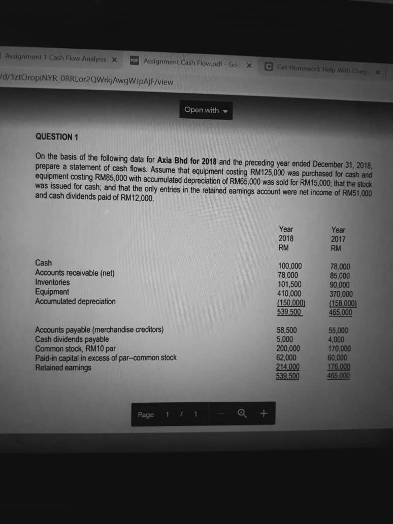  Assignment 1 Cash Flow Analysis X POF Assignment Cash Flow.pdf -
