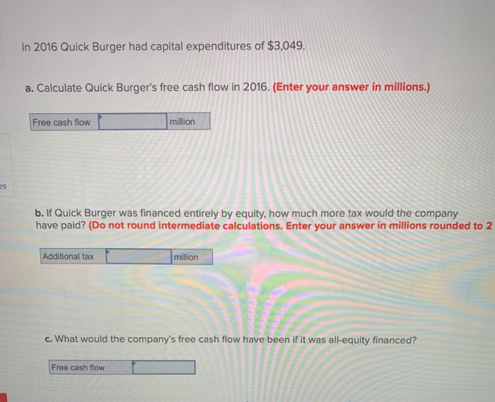 table shows an abbreviated income statement and balance sheet for Quick Burger