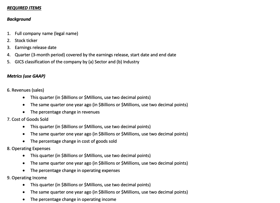 company you'd like to do it for Select one company which reported