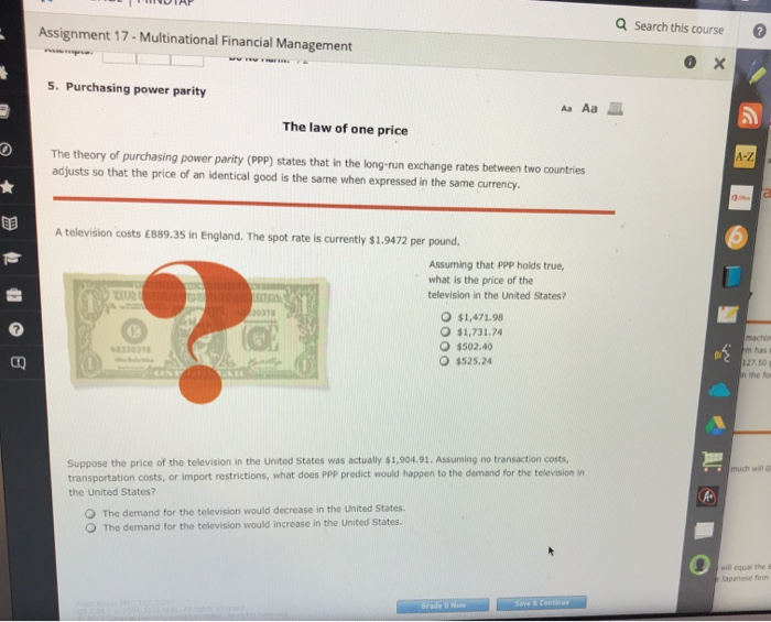  Search this course Assignment 17 - Multinational Financial Management 5. Purchasing