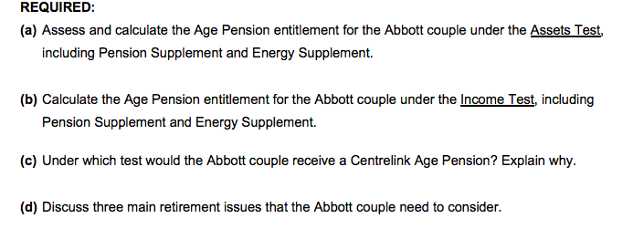 following information in relation to determining their eligibility for the Age Pension.