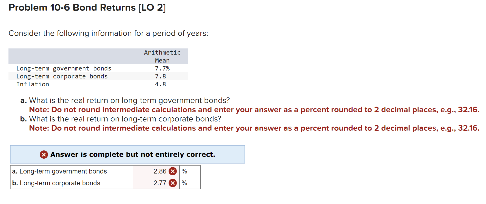  Problem 10-6 Bond Returns [ [LO 2] Consider the following information