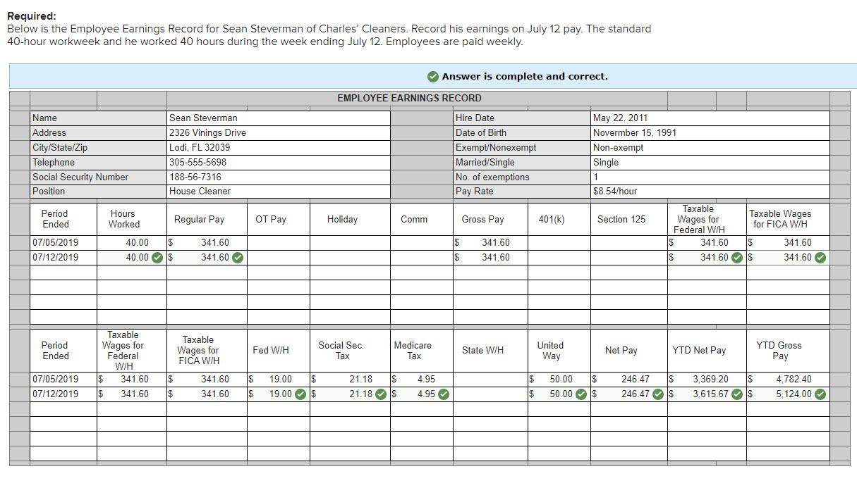 17, 2019, complete the payroll register. Answer is complete and correct. Run