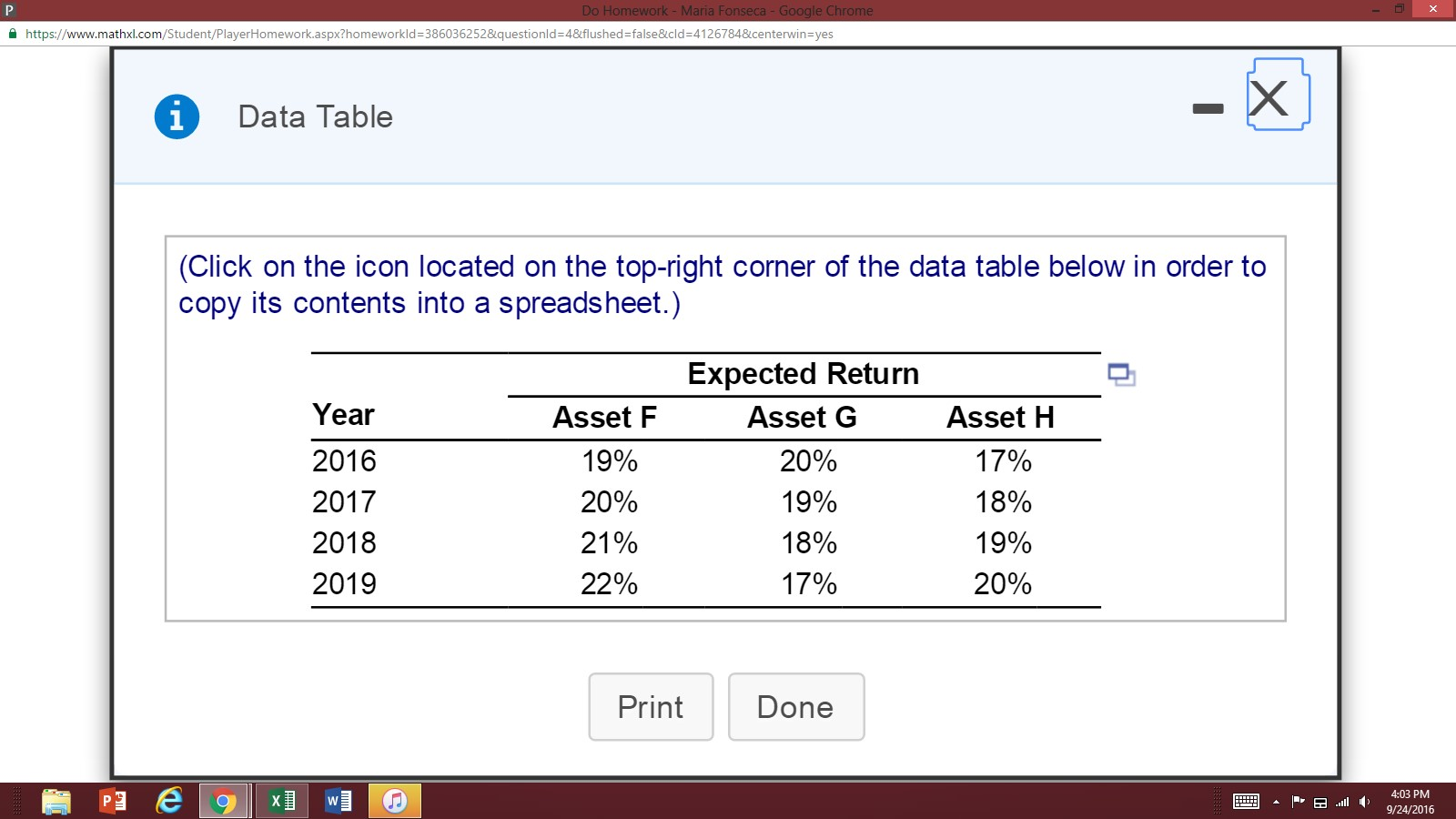 Portfolio analysis??? You have been given the expected return data shown in