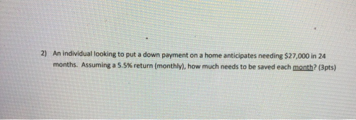  2) An individual looking to put a down payment on a