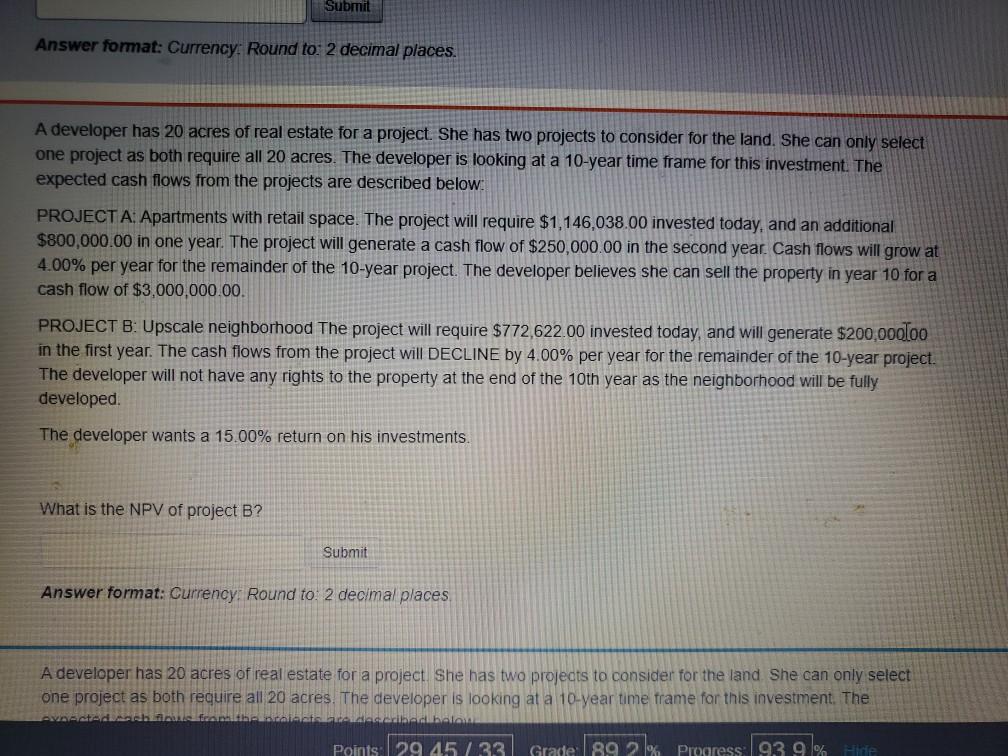  Submit Answer format: Currency: Round to: 2 decimal places. A developer