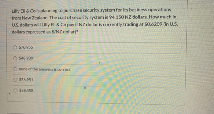  Lilly Eli & Co is planning to purchase security system for