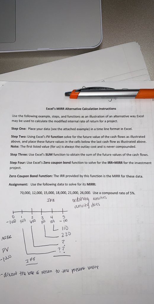 Excel's MIRR Alternative Calculation Instructions Use the following example, steps, and