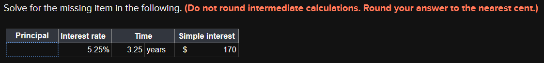  Solve for the missing item in the following. (Do not round