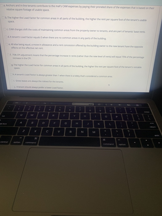 please select all that are FALSE a. Anchors and in-line tenants contribute