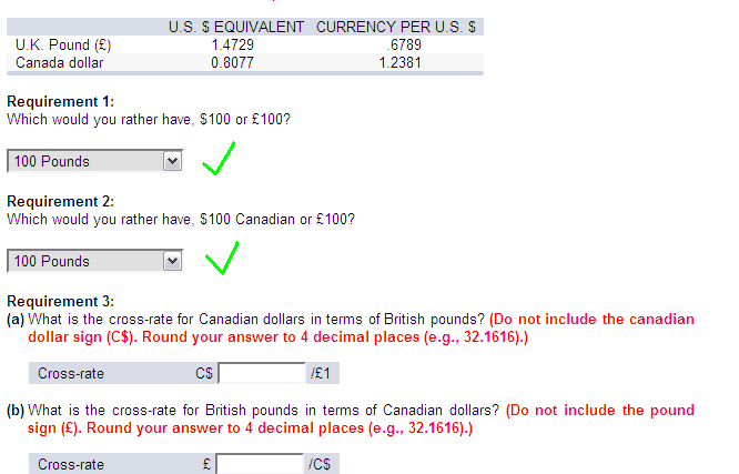  U.S Equivalent currency per u.s.$ which would you rather have, $100