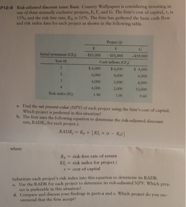  Please show how to work out problems thank you. Risk-adjusted discount