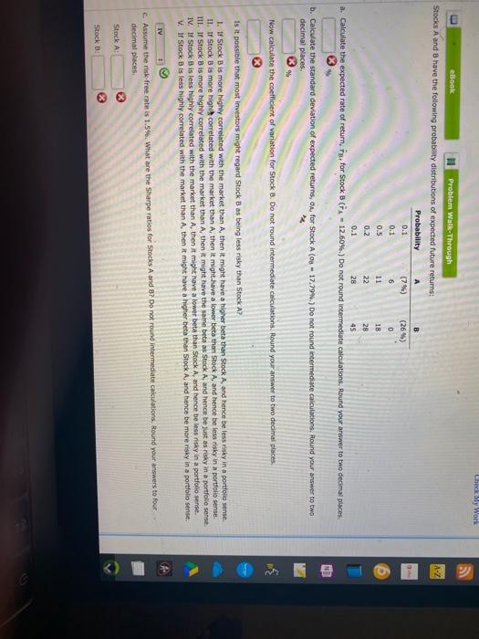  Check My Work A-Z B eBook Problem Walk-Through Stocks A and