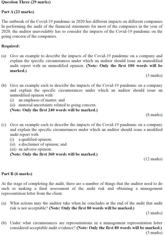  Question Three (29 marks) Part A (23 marks) The outbreak of