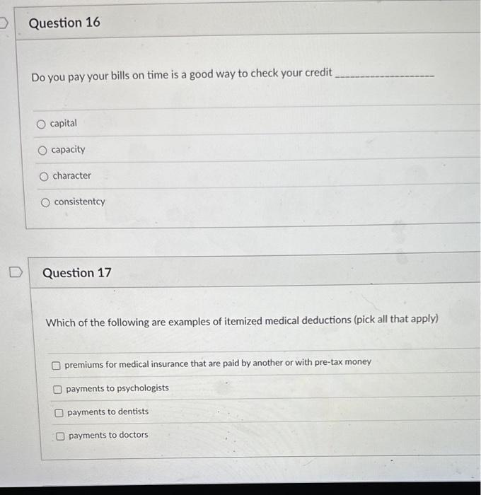 16 & 17 please Do you pay your bills on time is