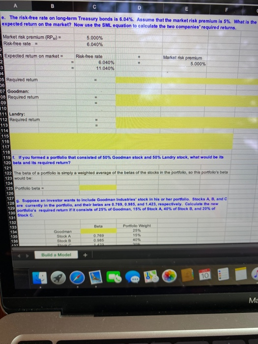  D B E e. The risk-free rate on long-term Treasury bonds