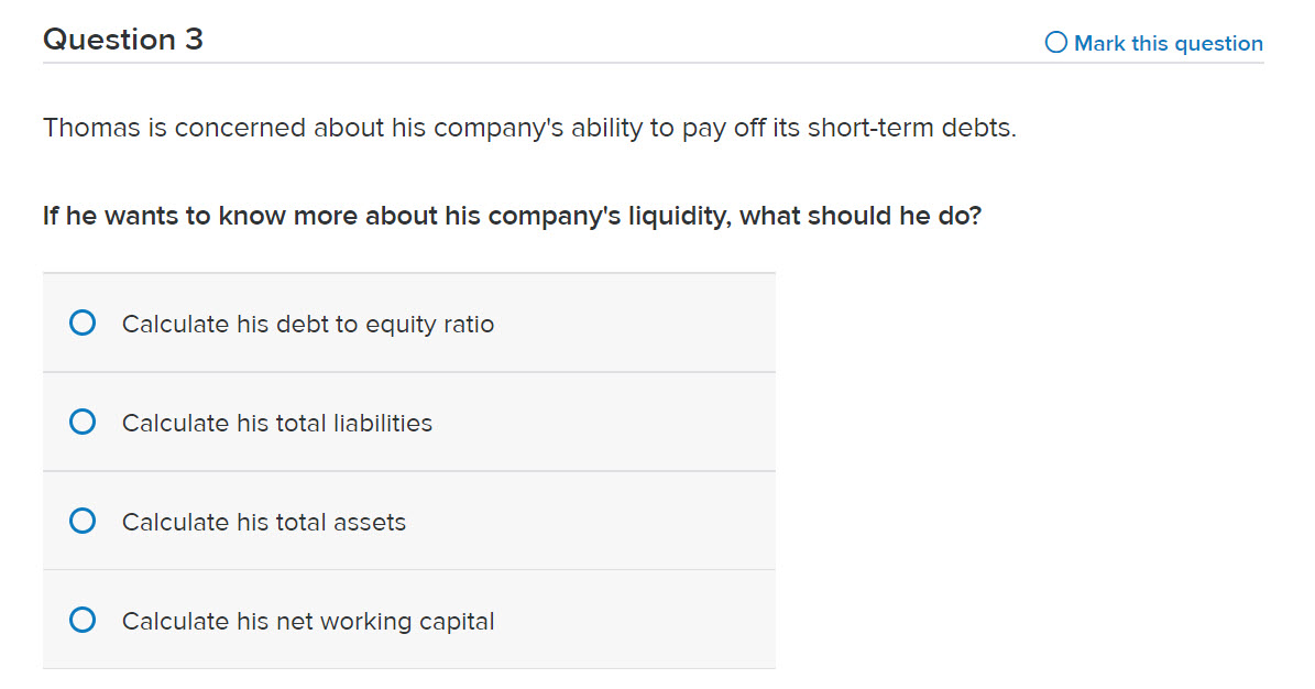 q3 Question 3 O Mark this question Thomas is concerned about his