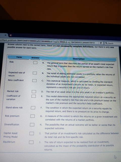 please answer A-J completely and correctly. thanks! Answer column next to the