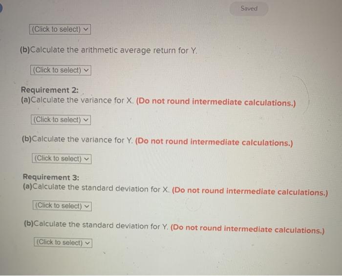 variances, and the standard deviations for X and Y. Year 1 2