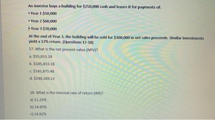 opportunity to purchase a commercial property that is expected to generate an