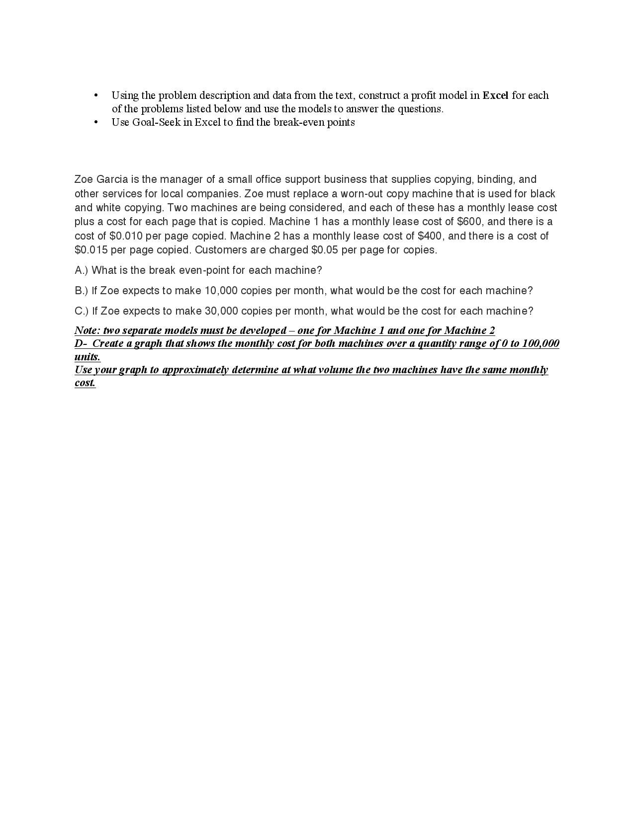  Using the problem description and data from the text, construct a