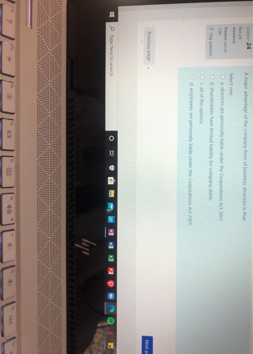 yet answered Marked out of 1.00 Flag question Select one: O a