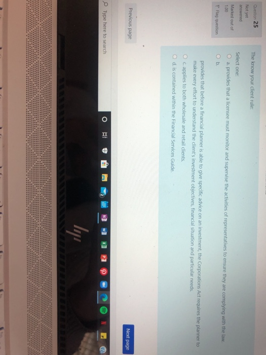  please answer one then. thanks The know your client rule: Question