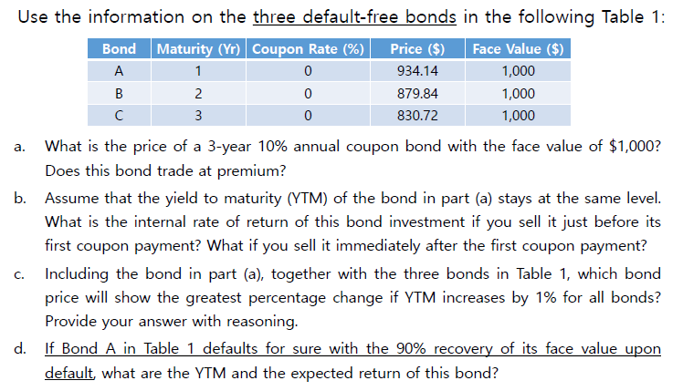 Please do it in excel a. Use the information on the