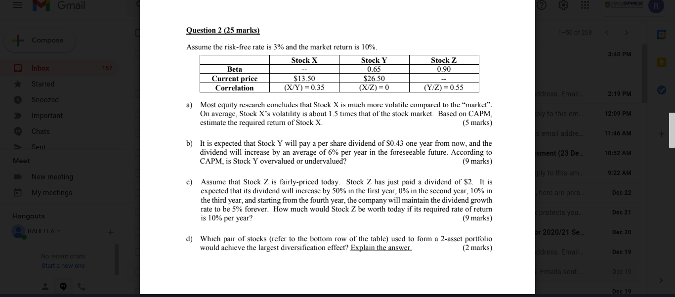 please answer question c NGmail 3 R Question 2 (25 marks)