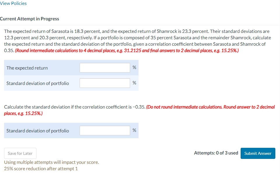 Current Attempt in Progress The expected return of Sarasota is 18.3