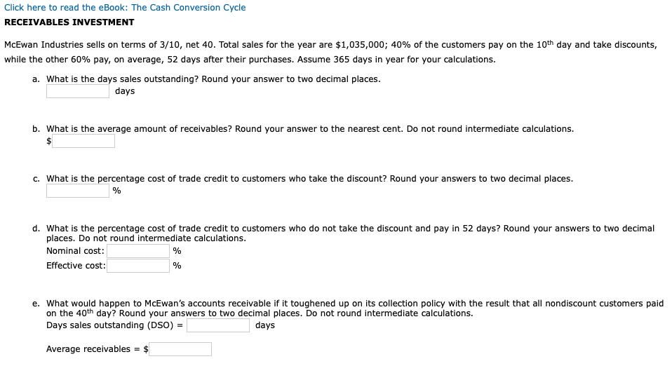 Click here to read the eBook: The Cash Conversion Cycle RECEIVABLES